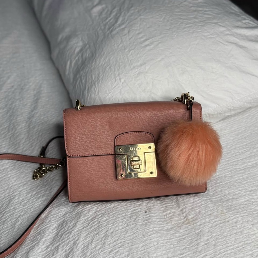 Aldo Pink Crossbody Bag with Gold Clasp